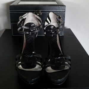 Snakeskin heel sandals